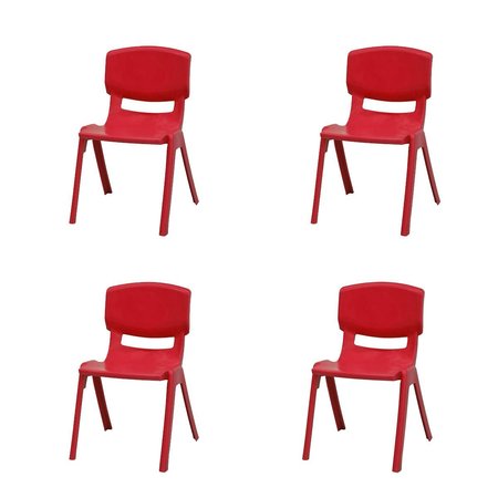 RAINBOW OUTDOOR Mambo Kids Set of 4 Stackable Armchair-Red RBO-MAMBO-RED-SC-SET4